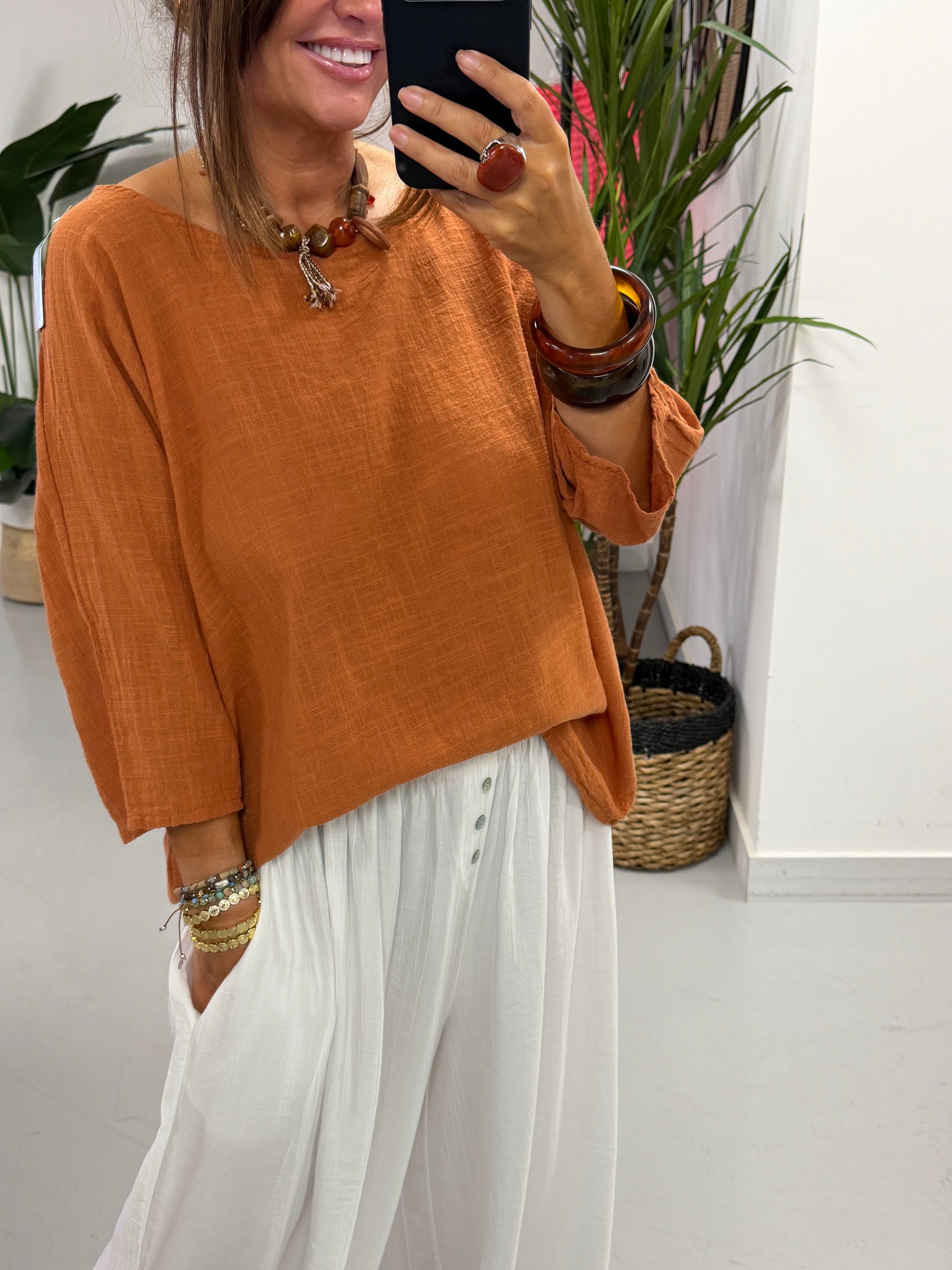 Basic Cotton Top -  Rust