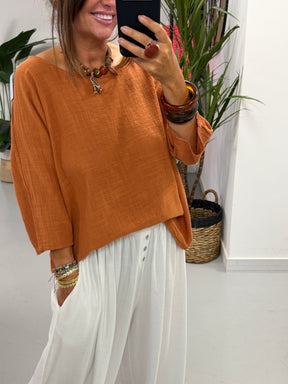 Basic Cotton Top -  Rust
