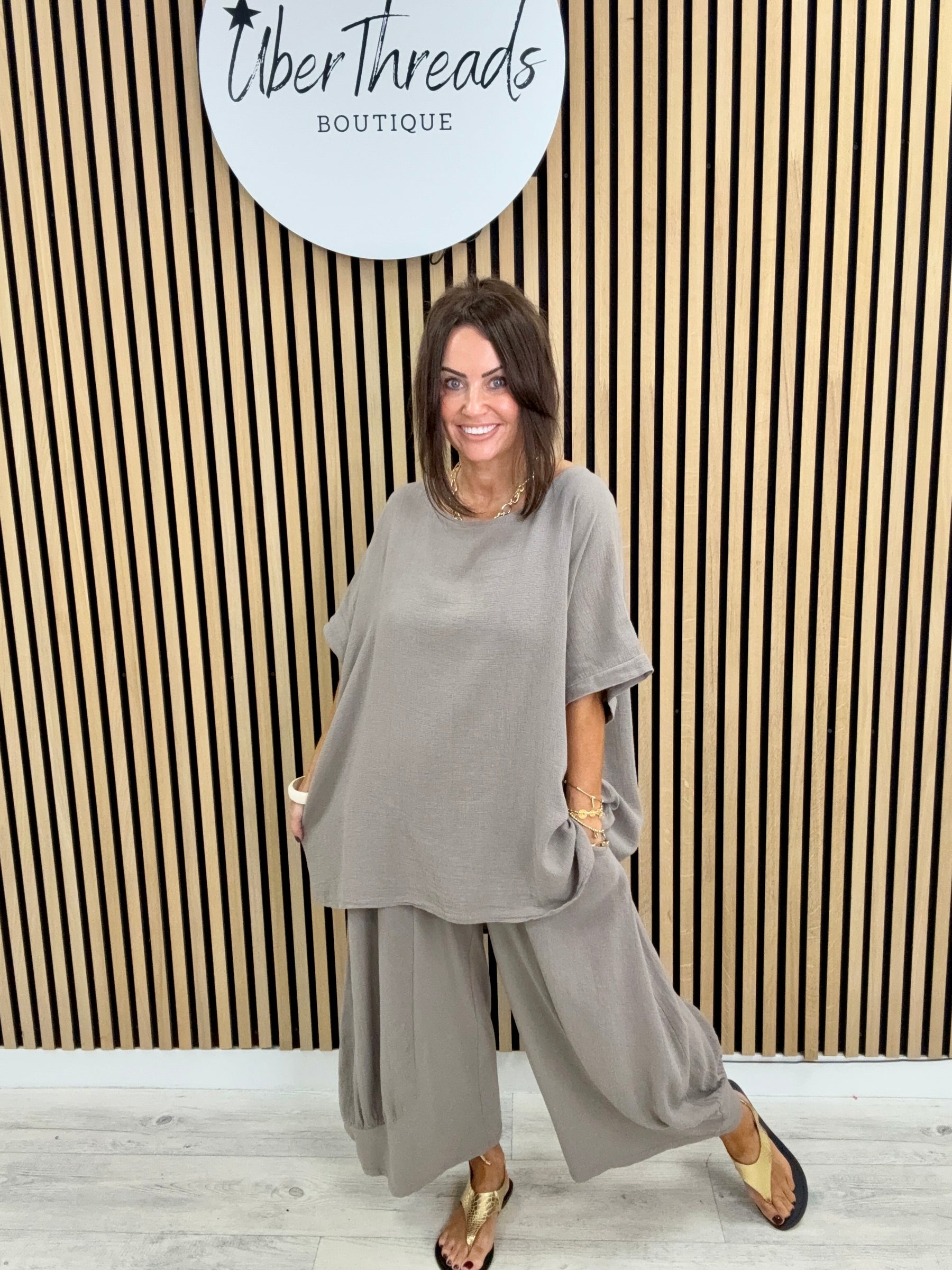 Sahara Split Button Back - Taupe