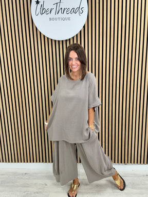 Sahara Split Button Back - Taupe