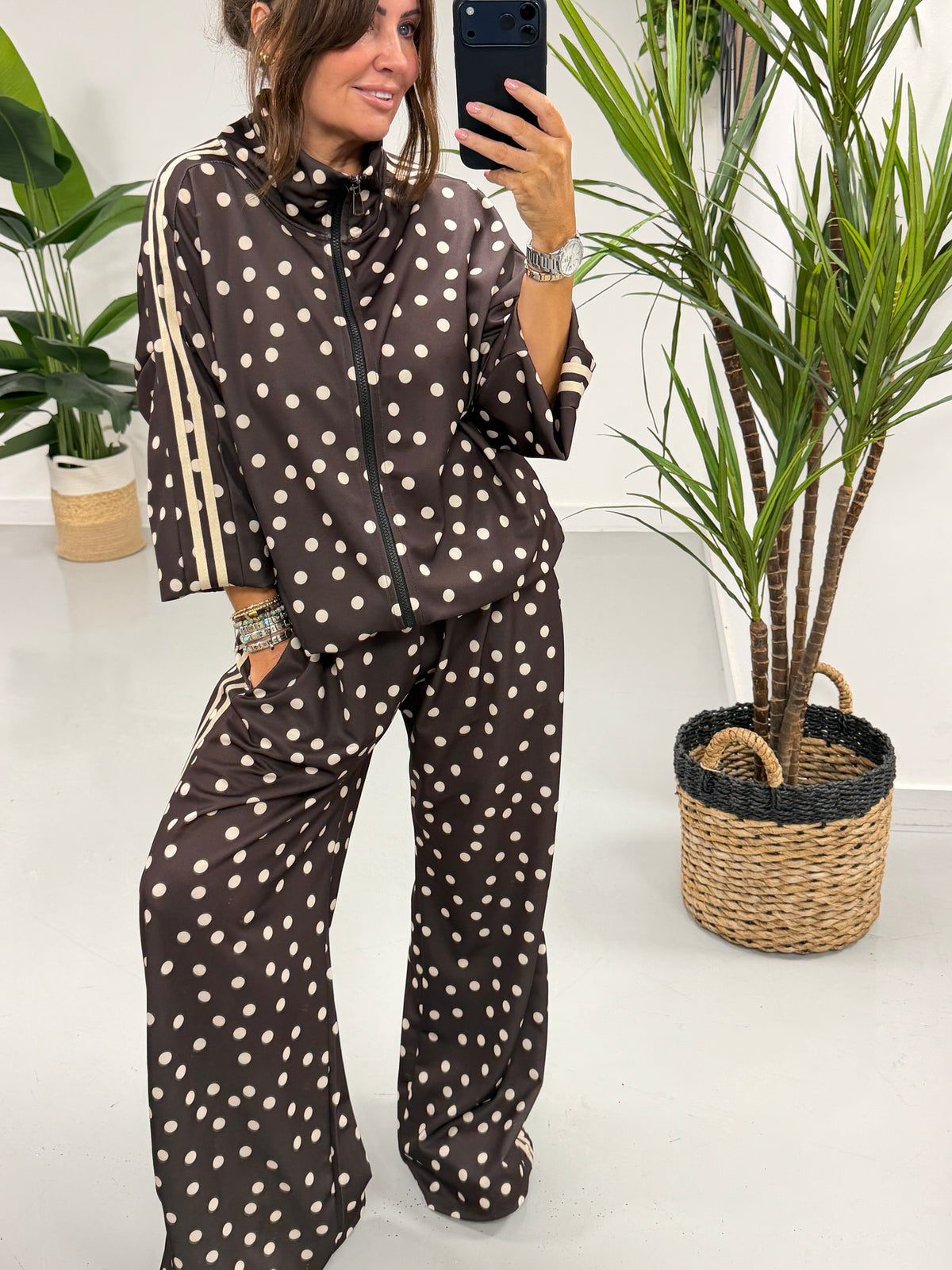 The Polka Stripe Jacket - Chocolate/Cream