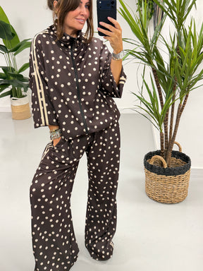 The Polka Stripe Jacket - Chocolate/Cream