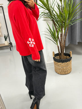 Snow Flake Soft Knit - Red
