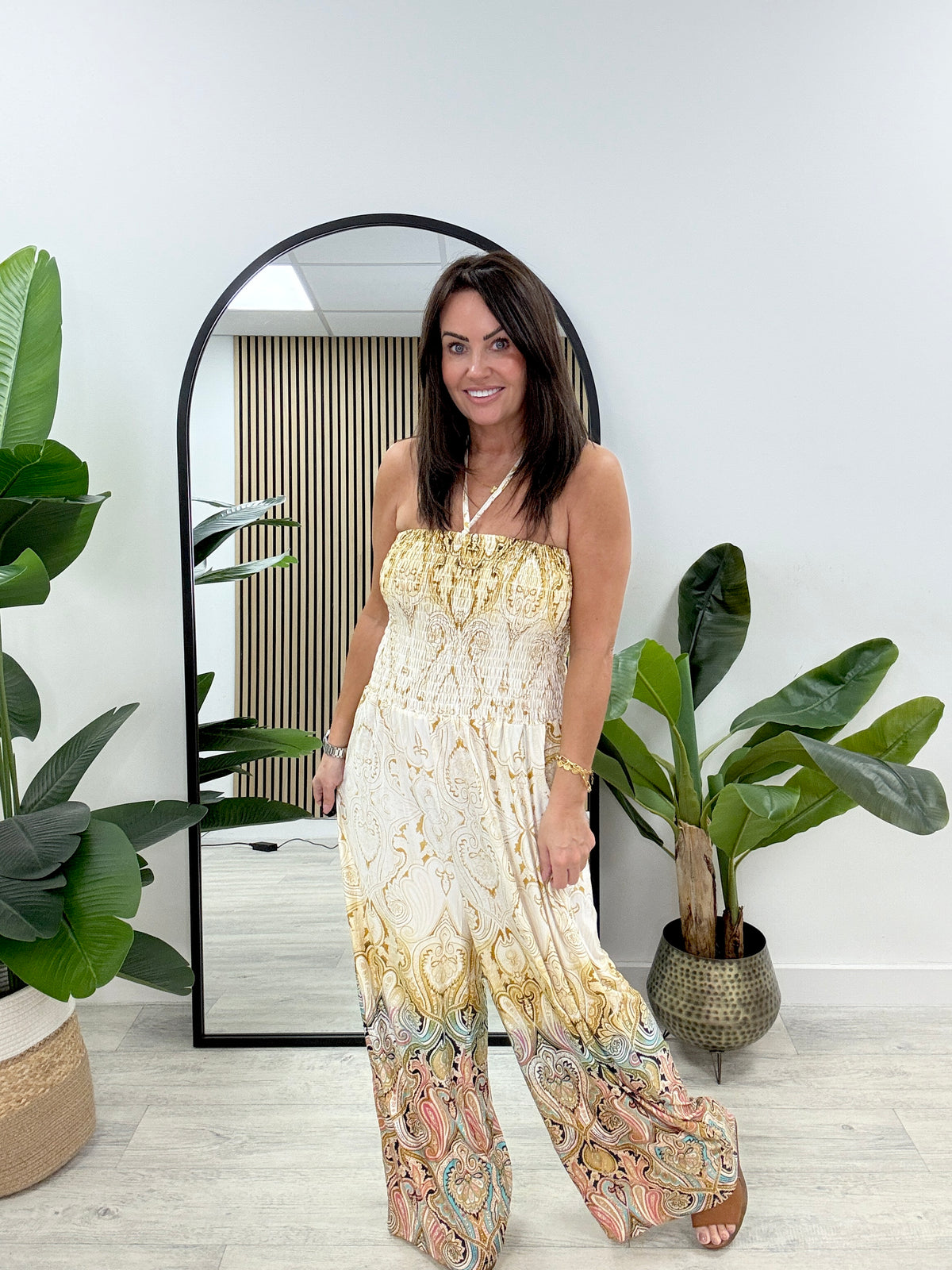 The Mediterranean Bardot Jumpsuit - Stone