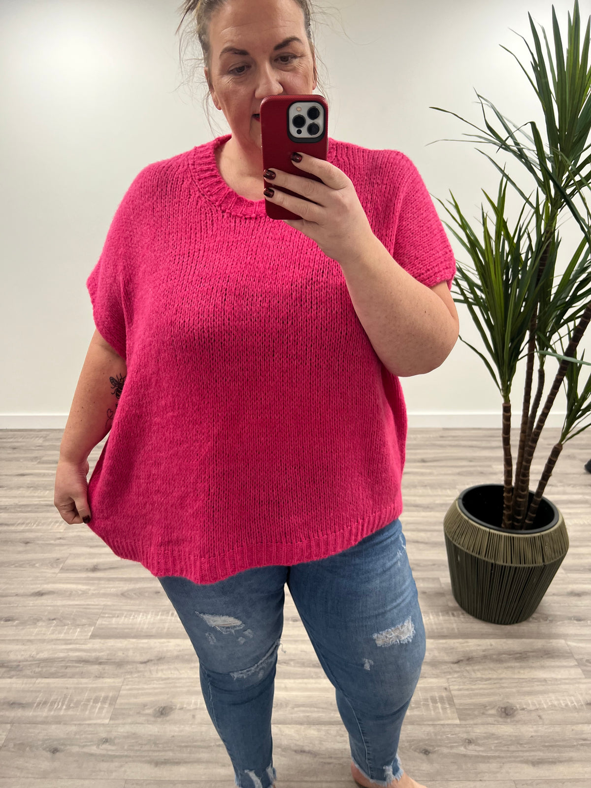 The Knitted Tank (Plus) - Hot Pink