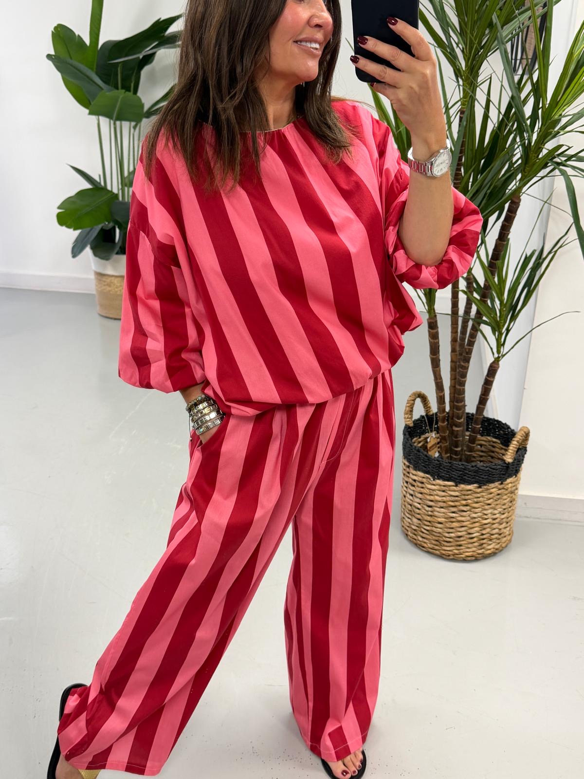 Sugar Rush Bubble Stripe Top - Red/Pink