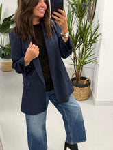 Ruched Sleeve Blazer - Navy (Plus sizes)