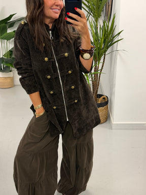 The Big Softie Zip Military Jacket - Chocolate