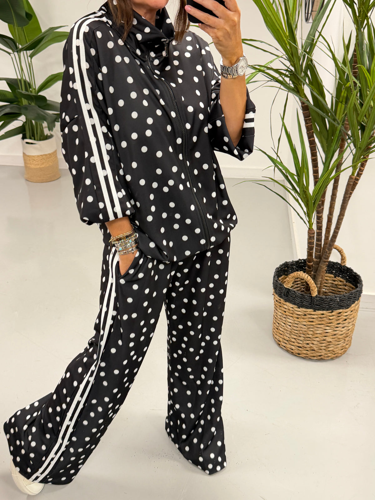 The Polka Stripe Jacket - Black