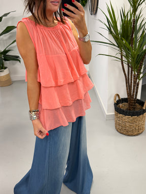 The Rio Ruffle Top - Coral