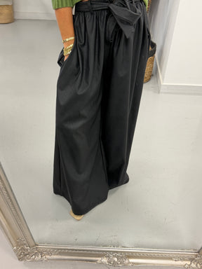 Faux & Fierce PU Wide Leg Trouser - Black