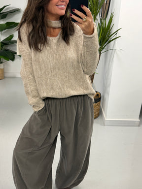 The Barrel Needlecord Joggers - Taupe (Size 10-18)