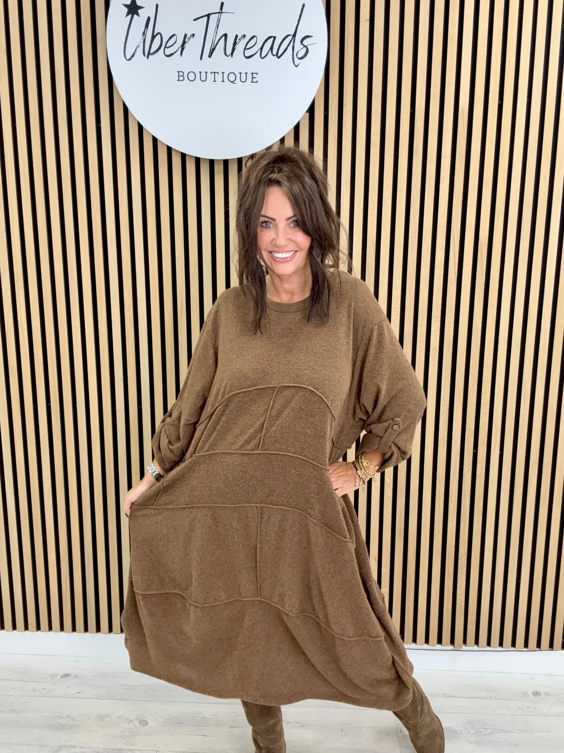 The Slouch Pocket Dress - Chocolate