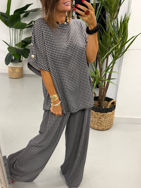 Gingham Military Two Piece - Black