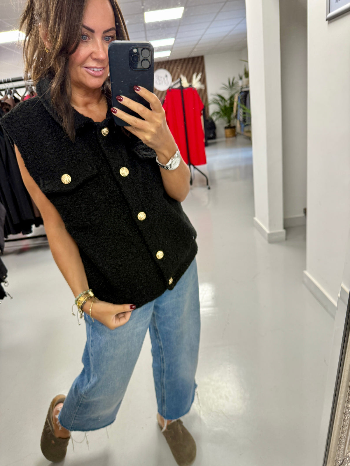 Military Boucle Waistcoat - Black