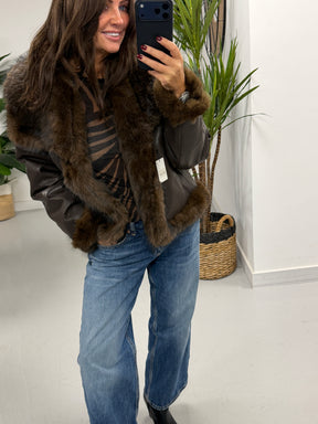 The Reversible PU/Faux Fur Jacket - Chocolate