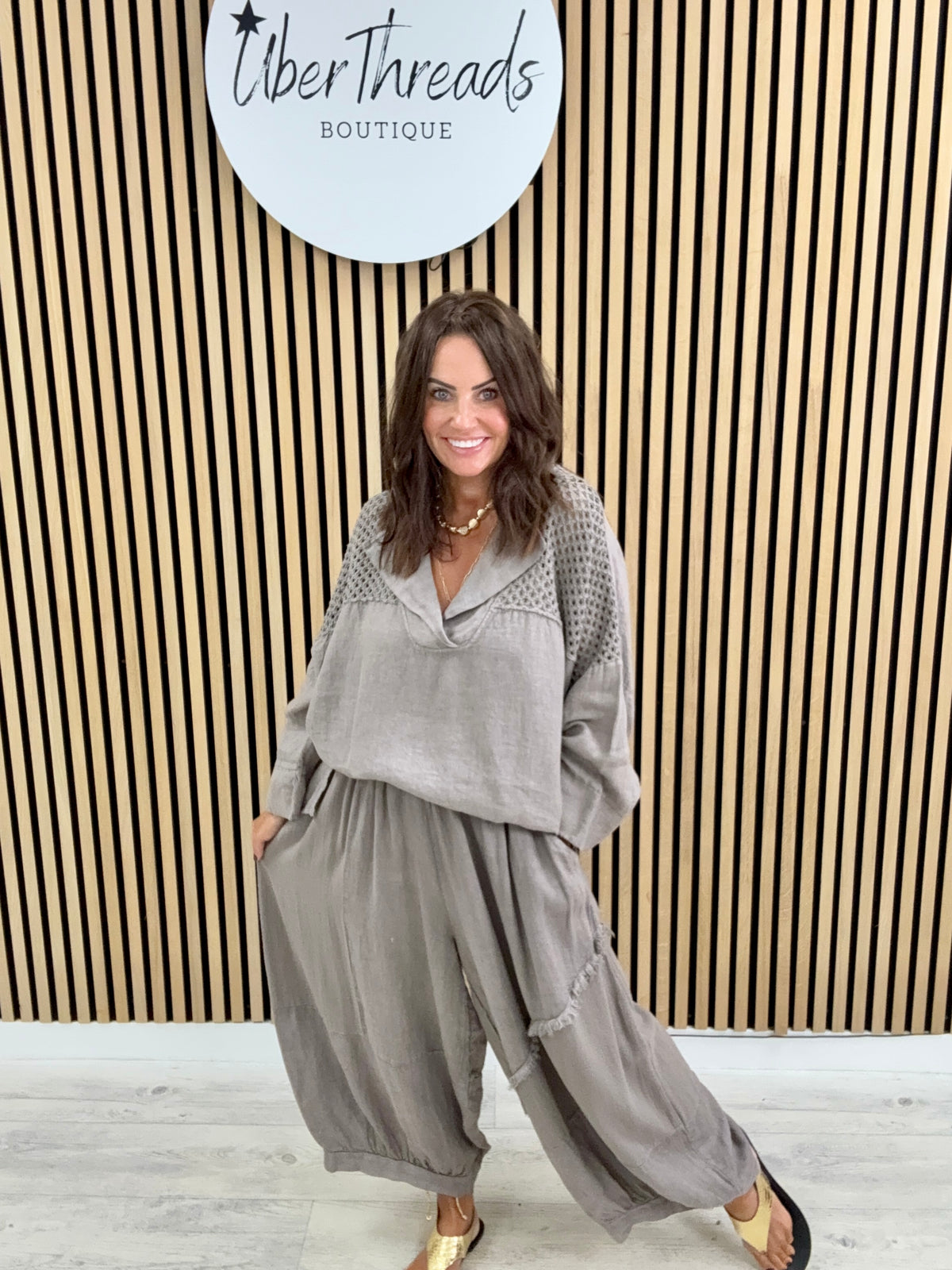 Sahara Linen Cocoon Trousers - Mocha