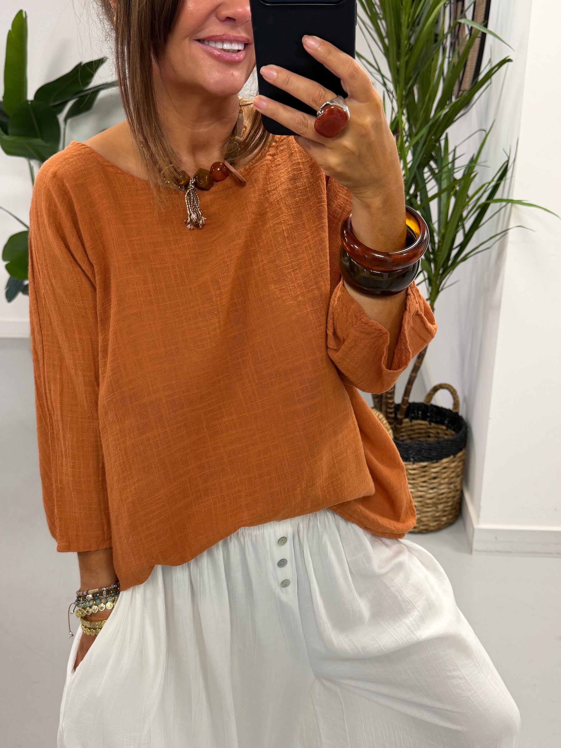 Basic Cotton Top -  Rust