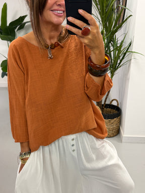 Basic Cotton Top -  Rust