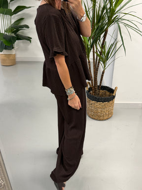 The Hallie Peplum Two Piece - Chocolate