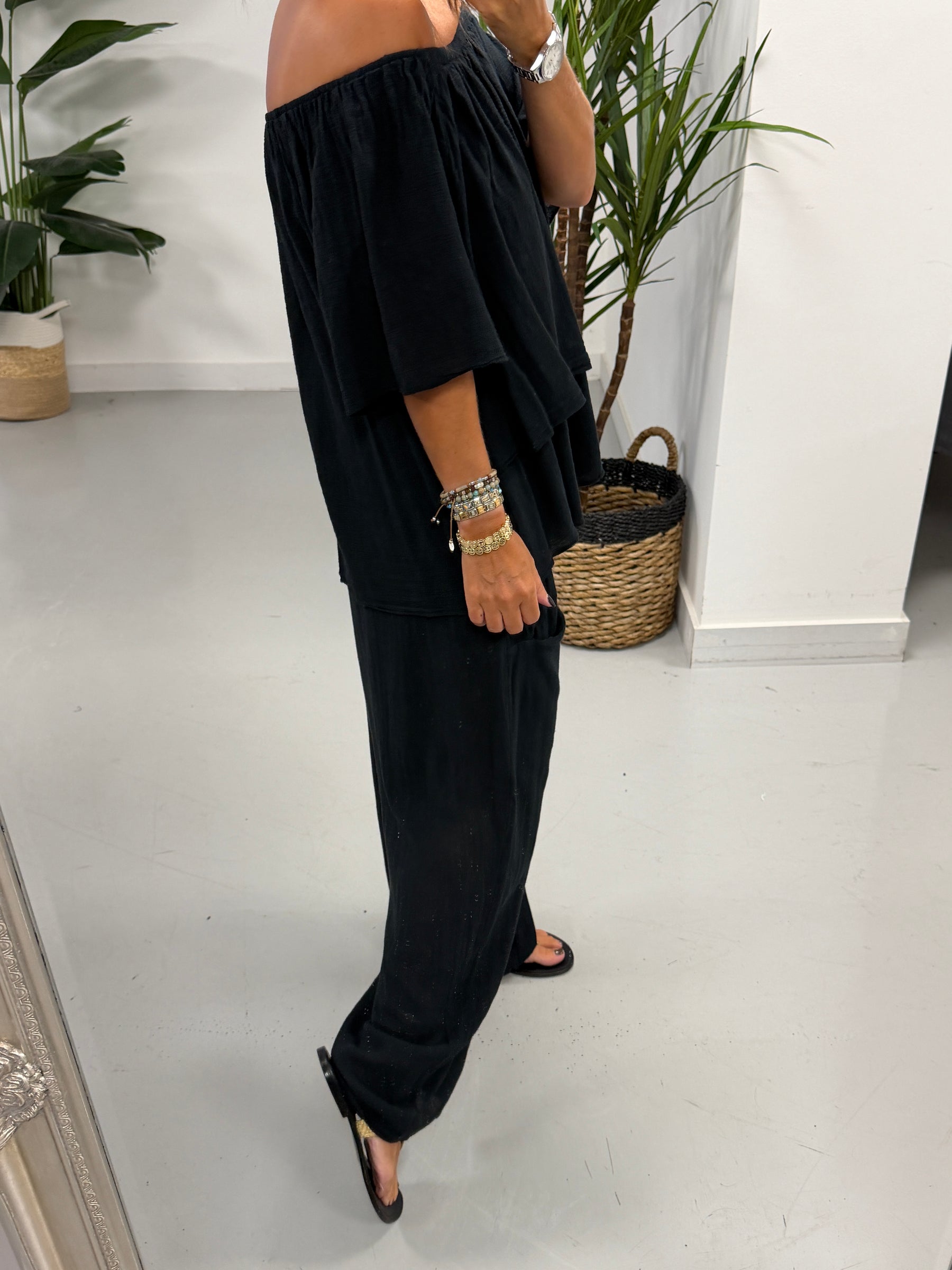 Sahara Bardot Tunic - Black