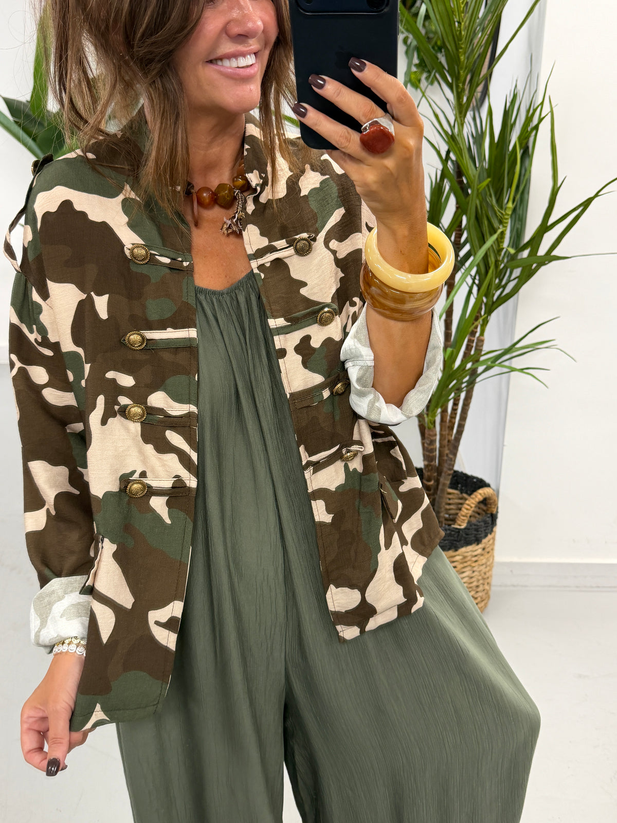 Camo Military Jacket Khaki/Chocolate
