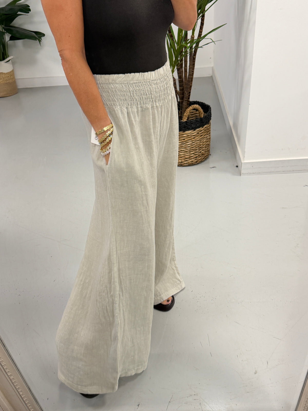 Barcelona Linen Trousers - Stone