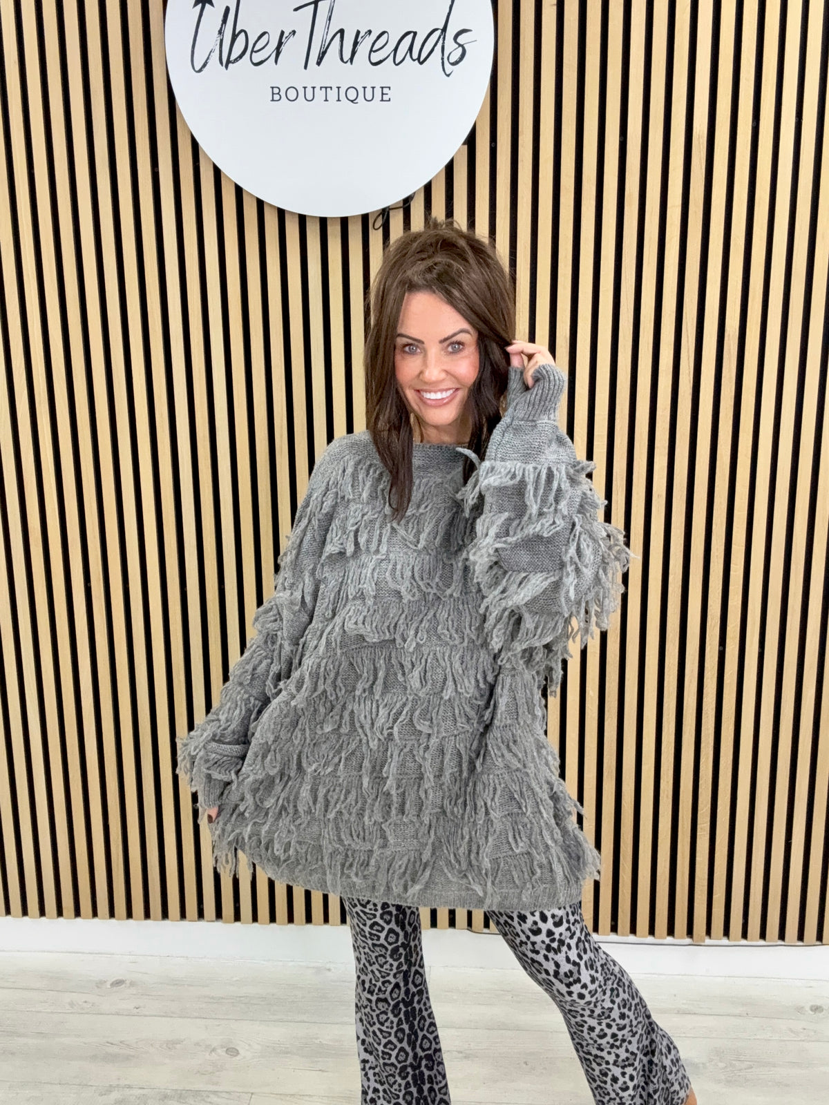 The Shaggy Long Line Jumper - Grey