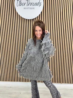 The Shaggy Long Line Jumper - Grey