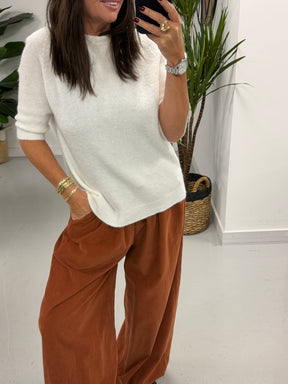 The Drift Crop Sleeve Knit - Winter White (Size 10-14)