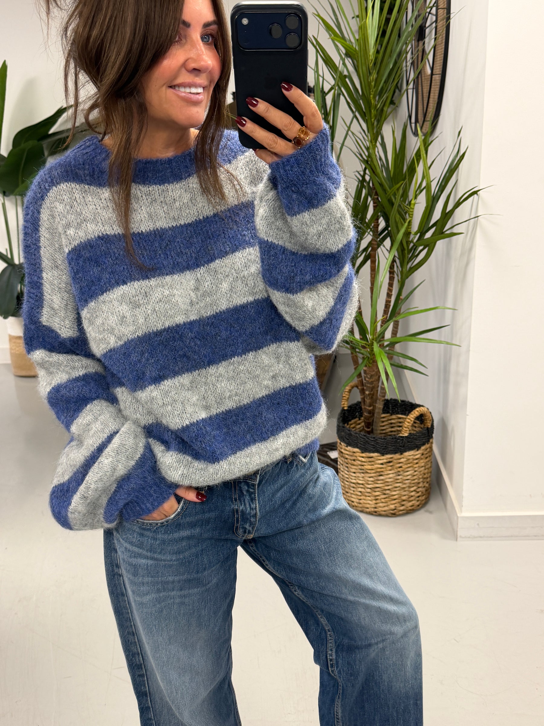 The Buxton Stripy Knit - Blue/Grey (Size 8-16)