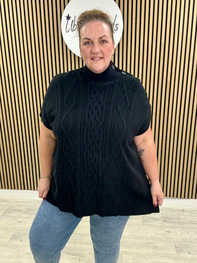 The Marina Button Poncho - Black