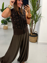 Military Patterned Knitted Waistcoat - Chocolate/Black