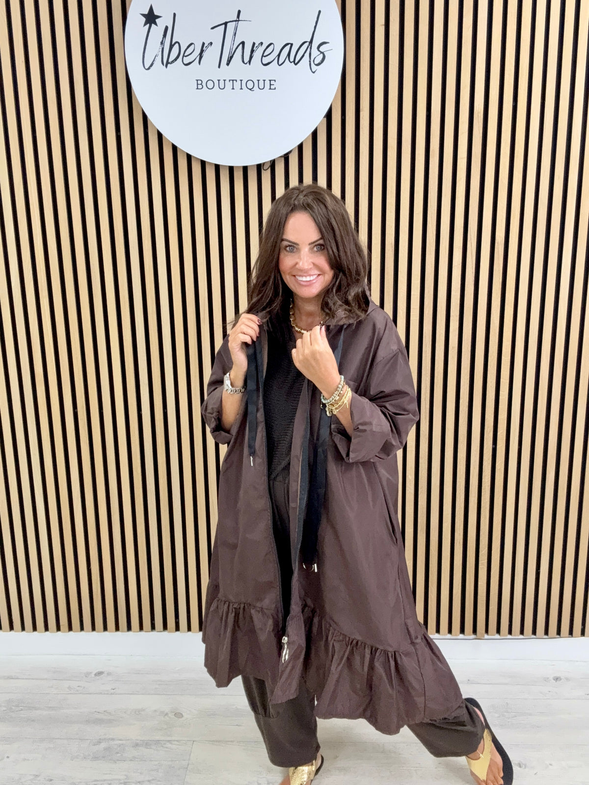 The High Low Frill Rainmac - Chocolate