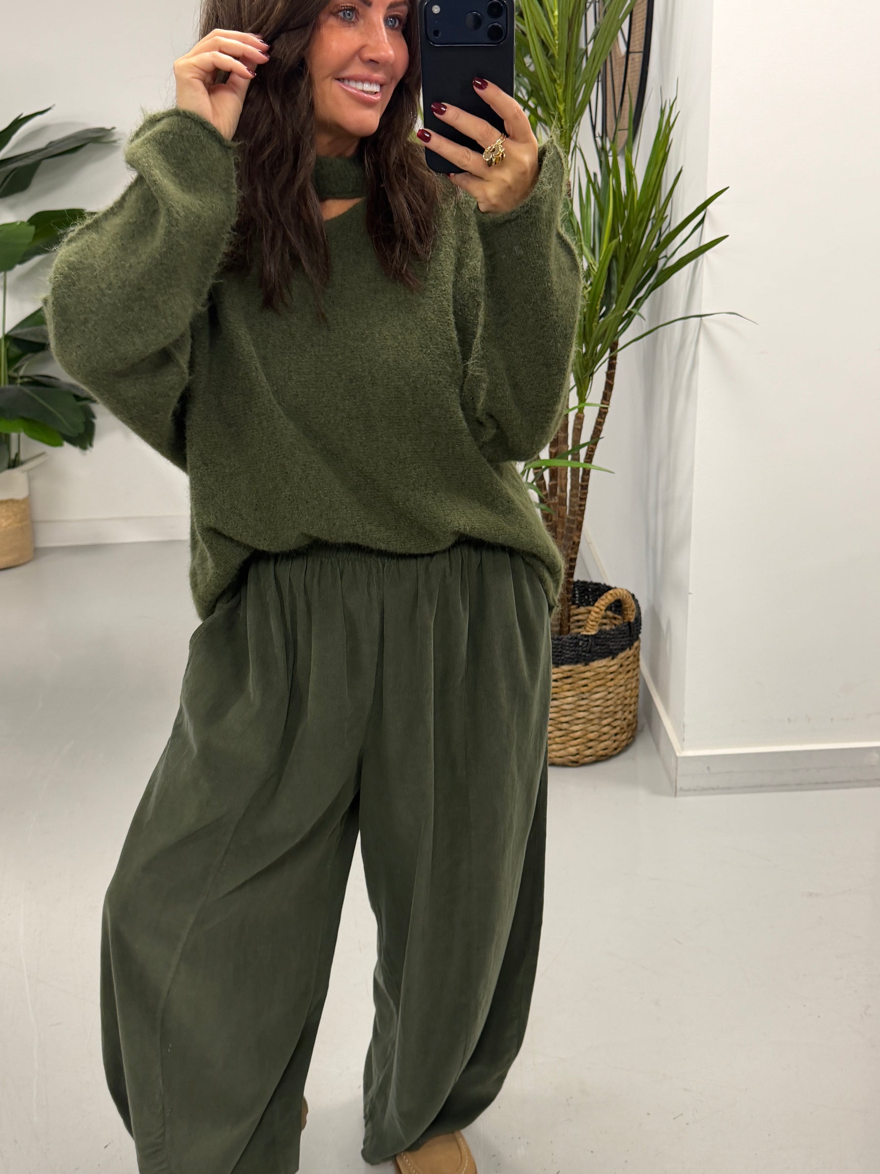 Slash Neck Knit  - Khaki (Size 10-16)