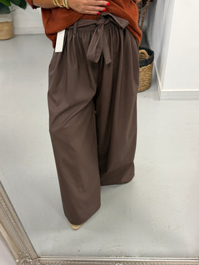 Faux & Fierce PU Wide Leg Trouser - Chocolate