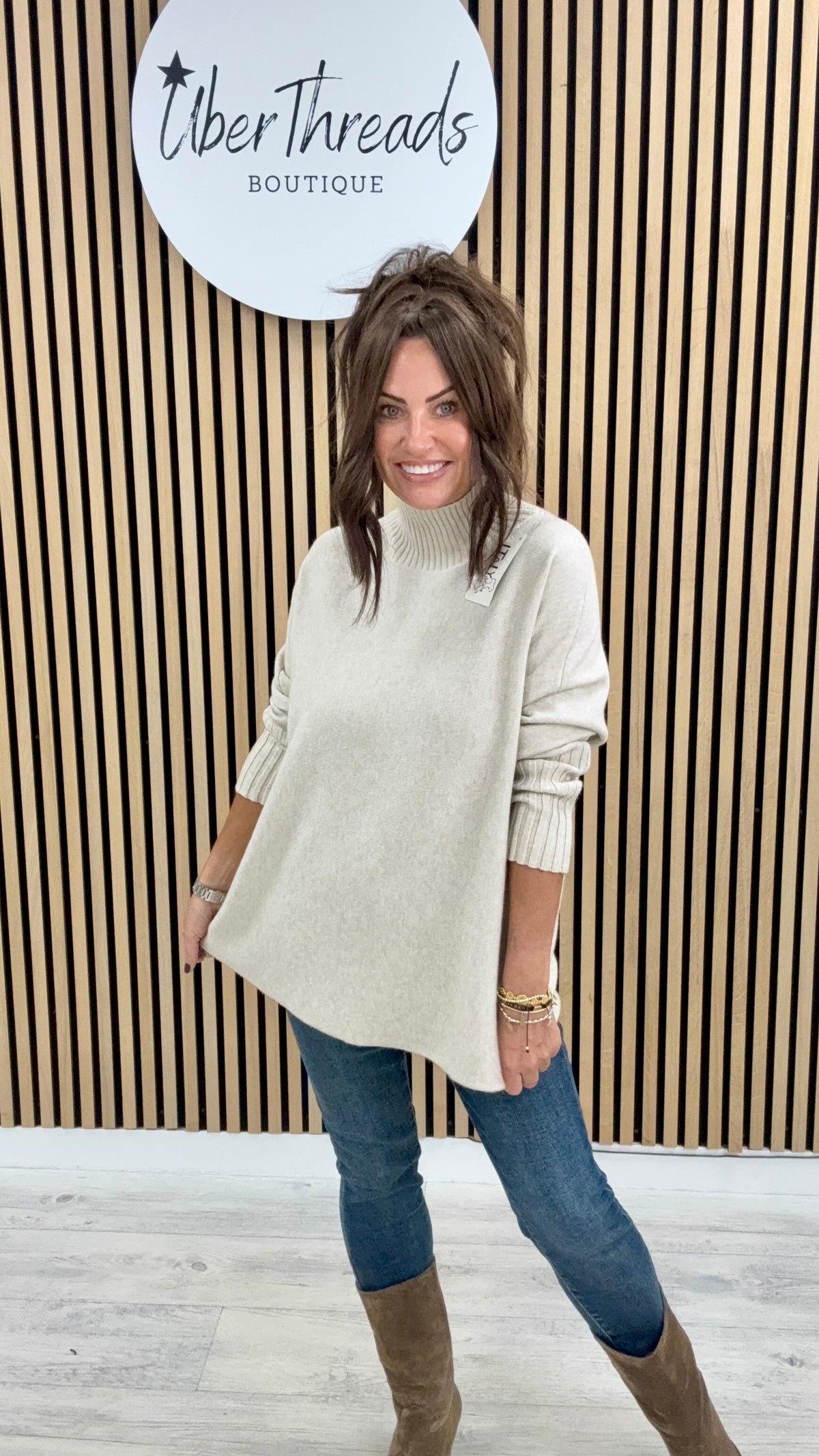 Ribbed Sleeve Knit - Cream