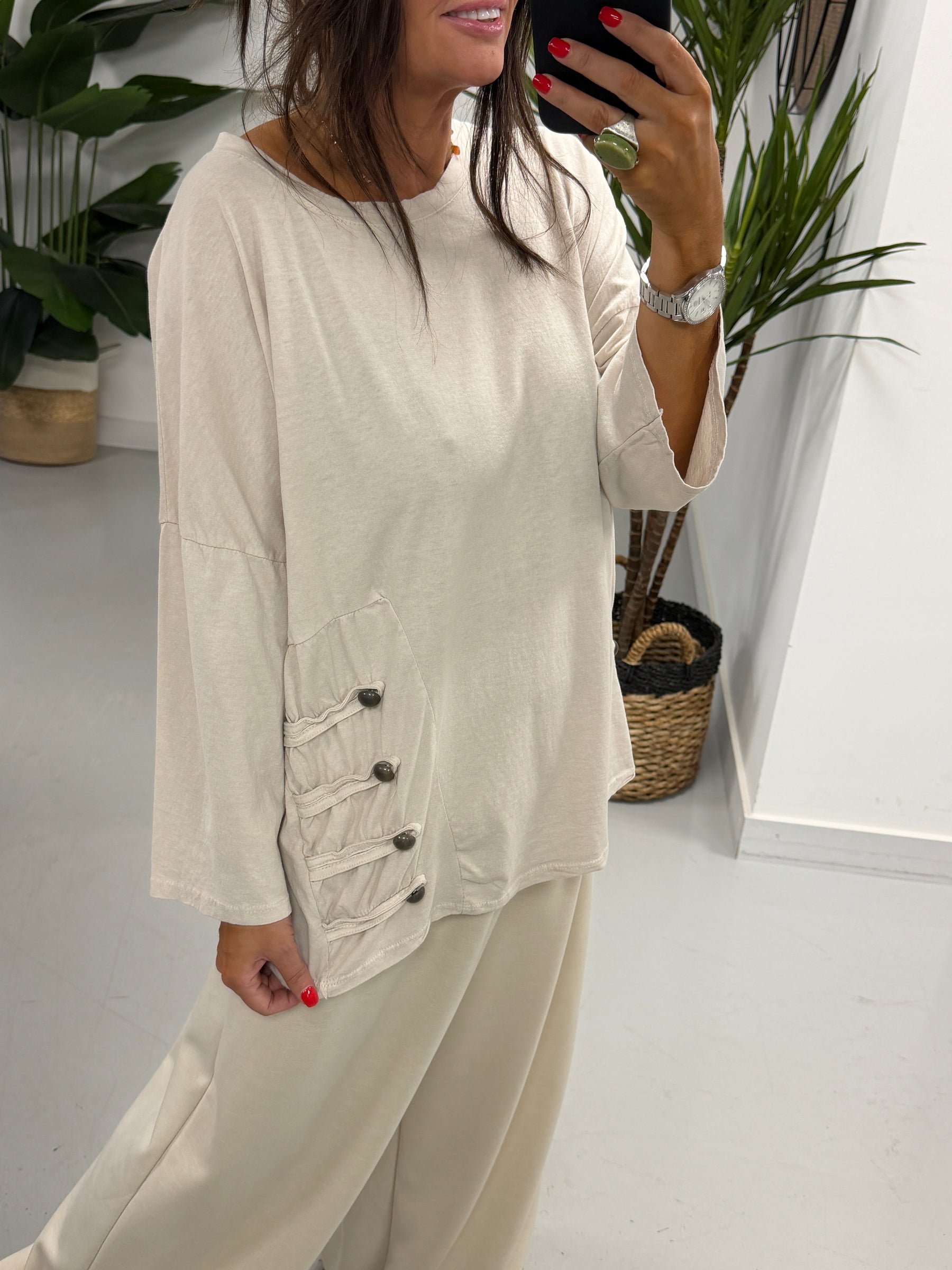 Military Slouch Top Cream