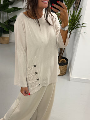 Military Slouch Top Cream