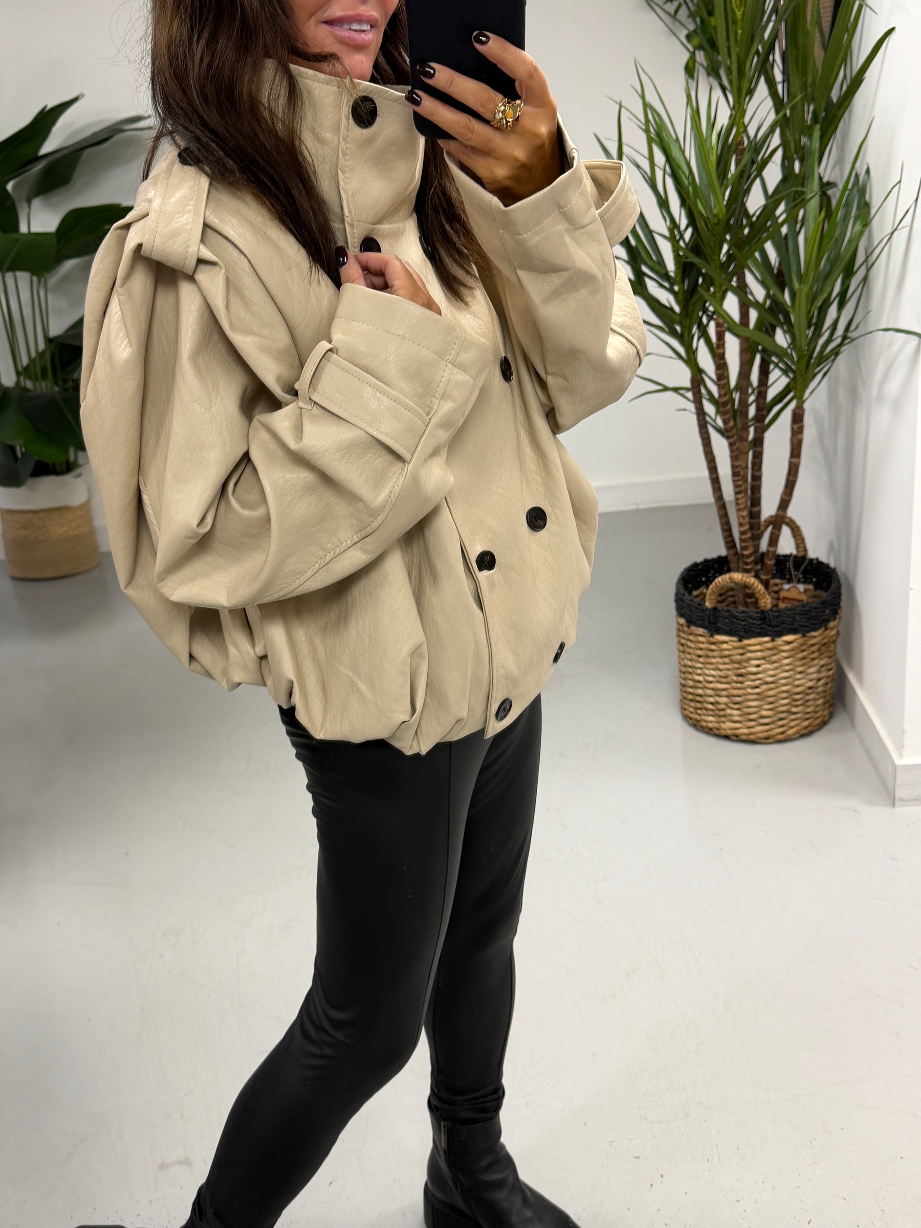 The Braxton PU Jacket - Cream (Size 10-16) PRE ORDER