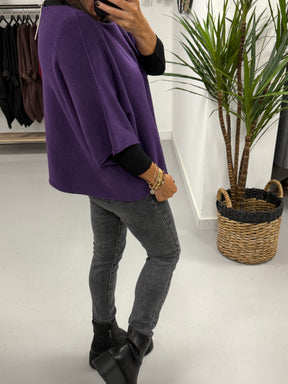 Gracie Crop Sleeve Knit - Dark Purple
