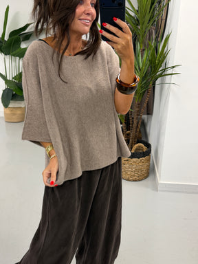 Gracie Crop Sleeve Knit - Oatmeal