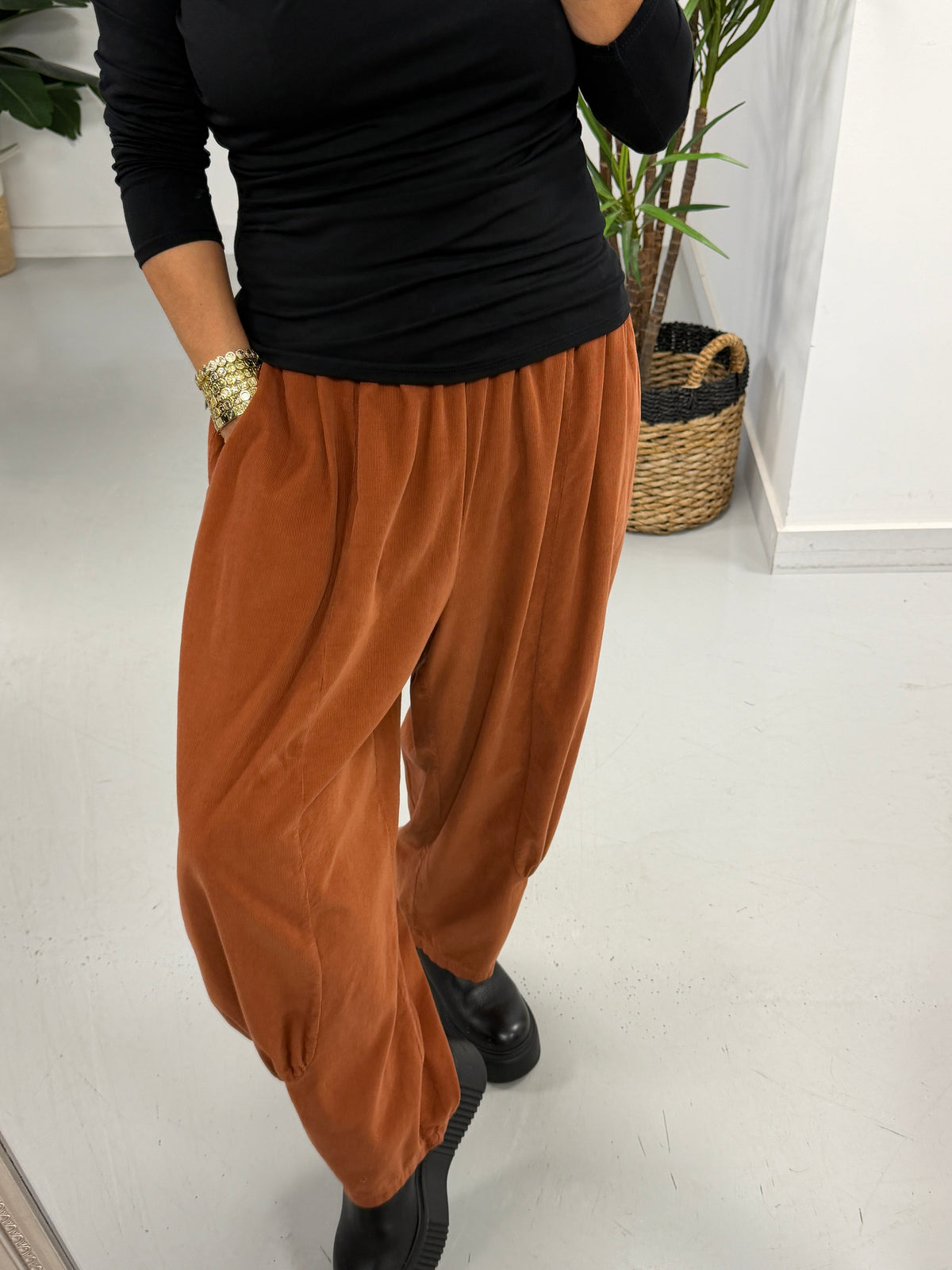The Orleans Needlecord Joggers - Rust (Size 10-18)