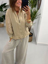 Linen Bomber Jacket - Soft Camel