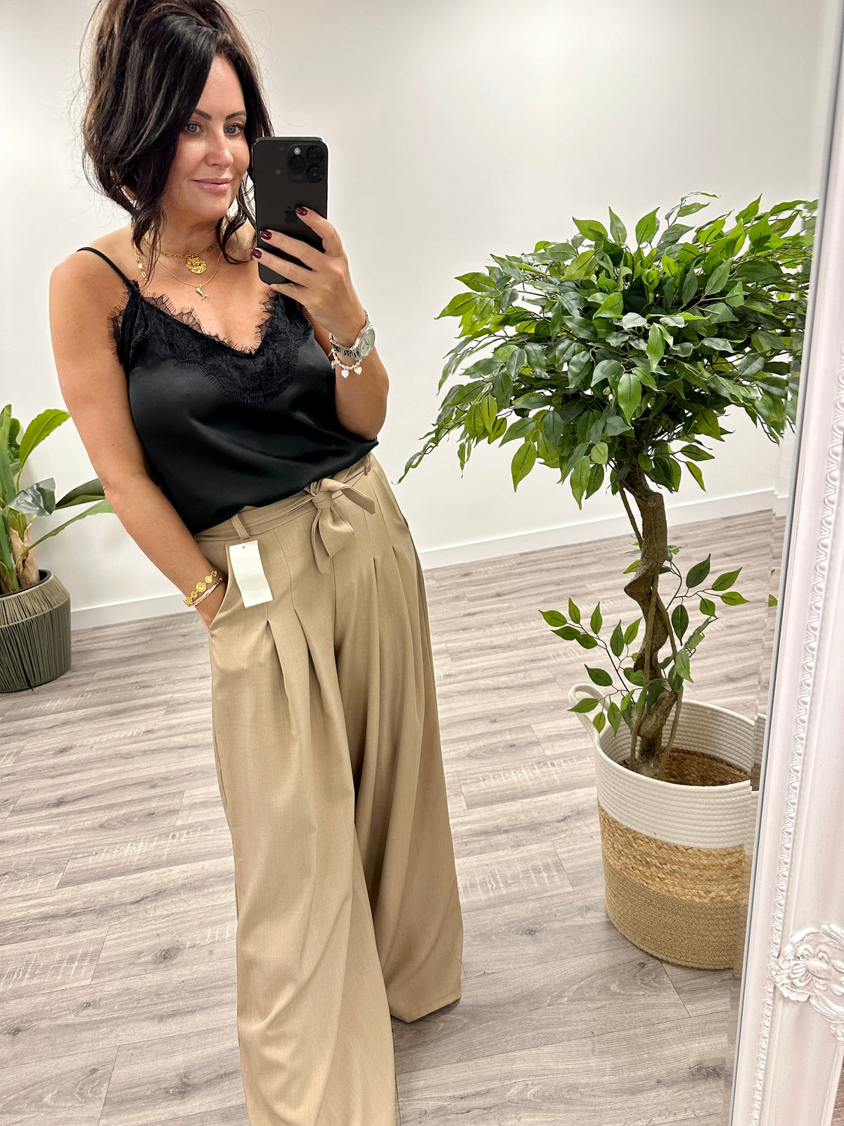 The Casey Belted Wide Leg Trousers - Camel