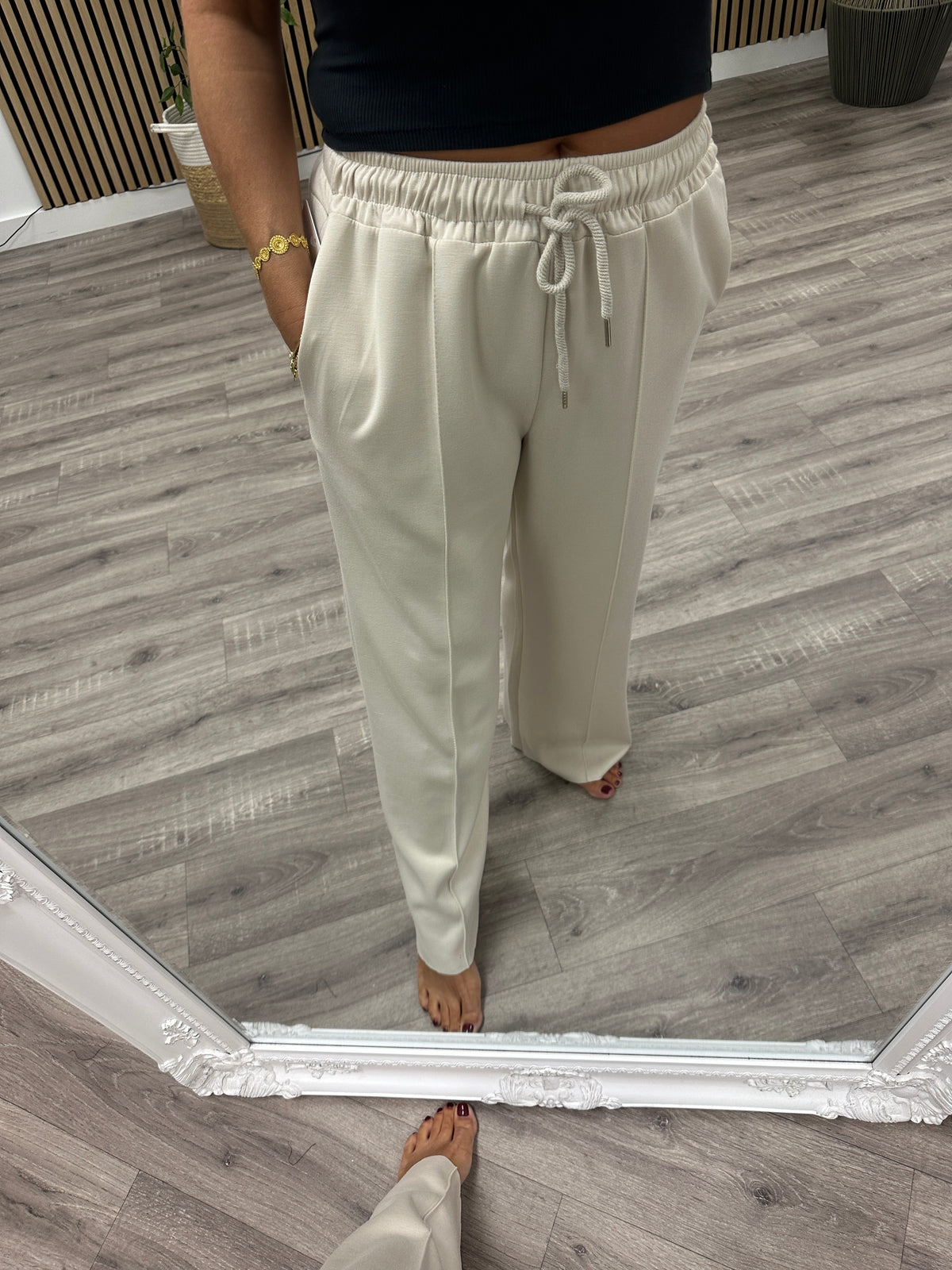 Wide Leg Seam Jogger (STD) - Stone
