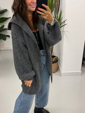 Slouchy Hooded Cardigan - Grey (Size 10-16)