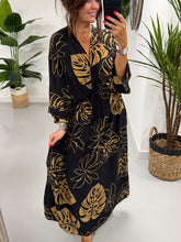 Leaf Cross Over Dress - Black/Gold