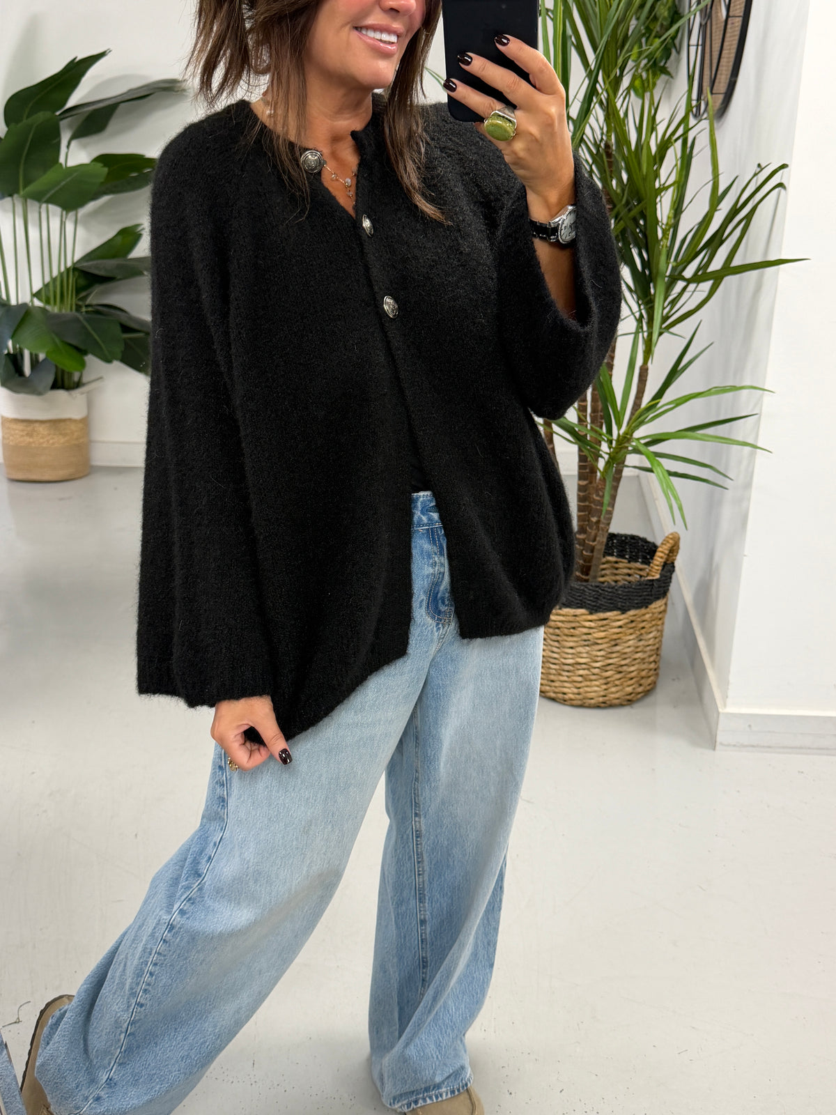 The Portobello Military Button Cardigan - Black