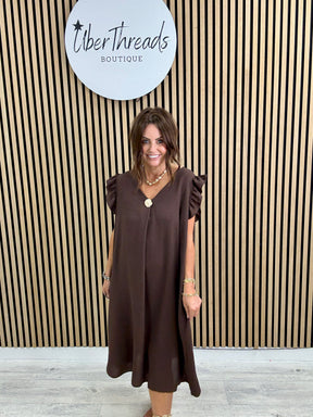 Chunky Button Midi  - Chocolate